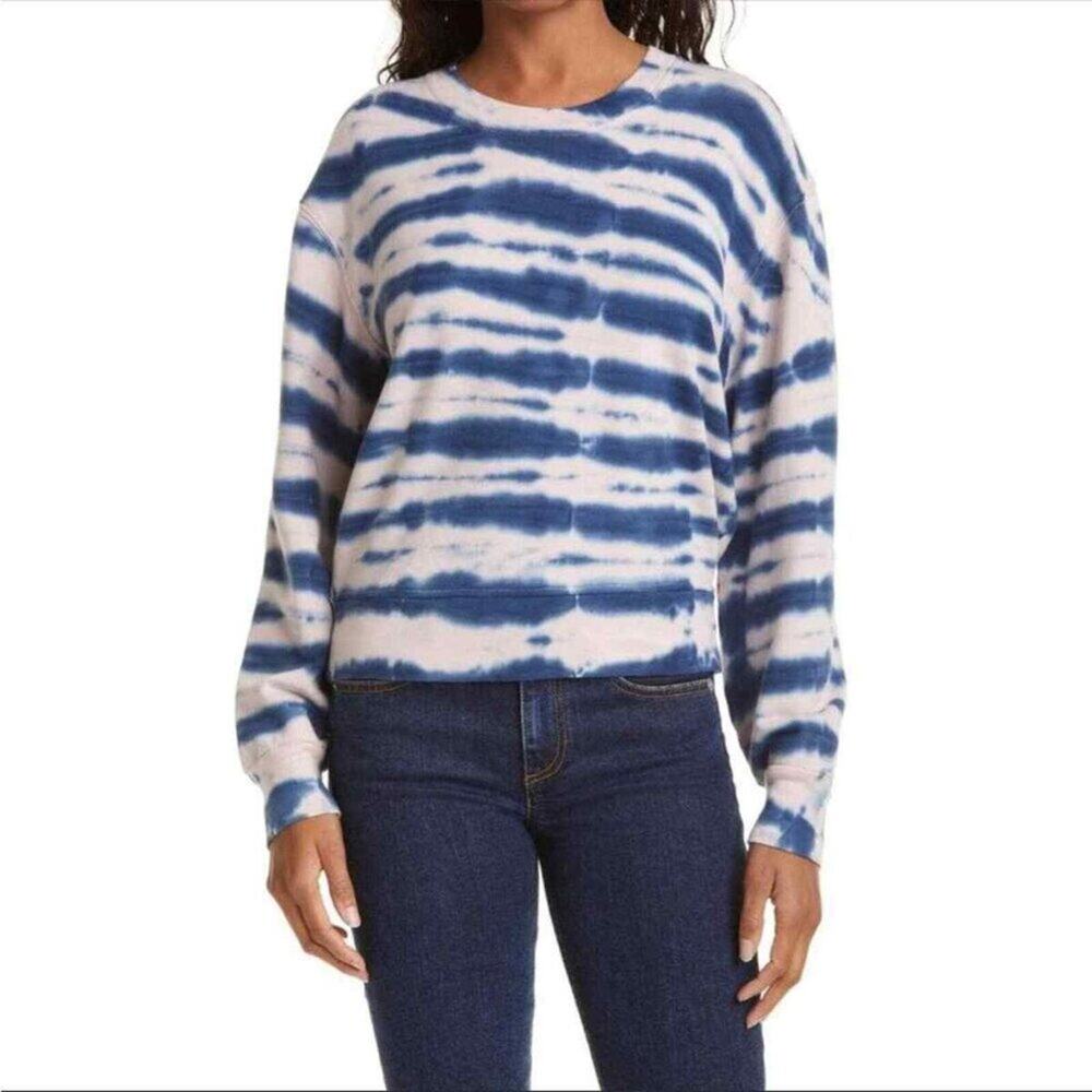 Rails Ramona Tie Dye Striped Sweater Sweatshirt In Indigo Blue and Pink XS - Picture 1 of 7